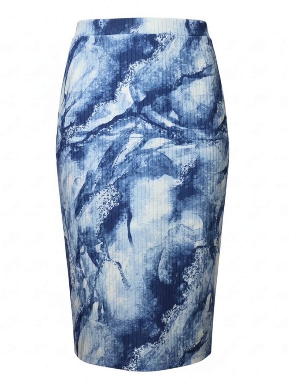 LULAROE | NWT Violet Ribbed Stretchy Midi Pencil Skirt Blue Marble Tie Dye | L